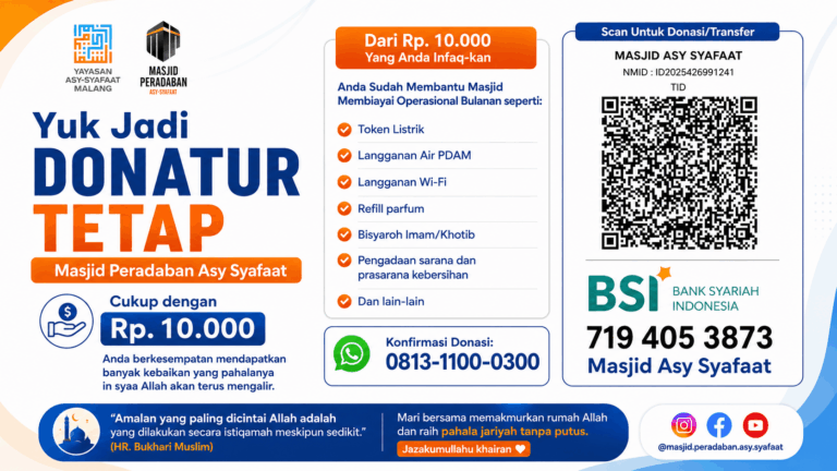 Masjid Peradaban Asy Syafaat Ajak Masyarakat Menjadi Donatur Tetap Mulai Rp10 Ribu per Bulan